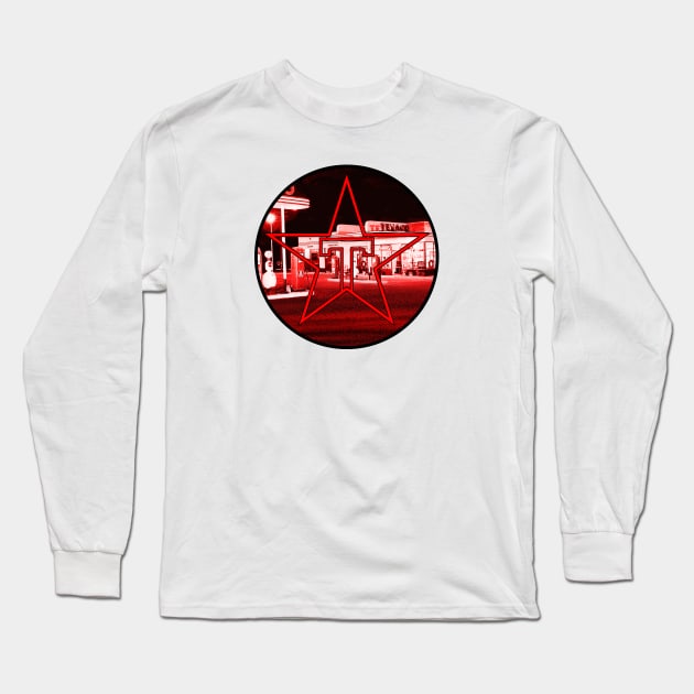 Gas station at night Long Sleeve T-Shirt by candcretro